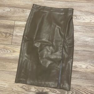 Vici Dark Brown Leather Pencil Skirt